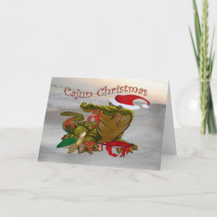 tarjetas de Navidad de Cajun Santa Gator