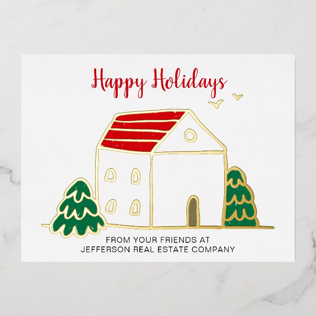 Tarjetas de Navidad de Casas de Invierno Lindas pa (Anverso)