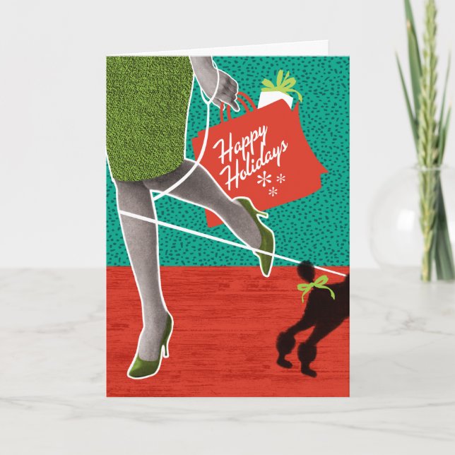 Tarjetas de Navidad de Chica Compradora de Moda de (Anverso)