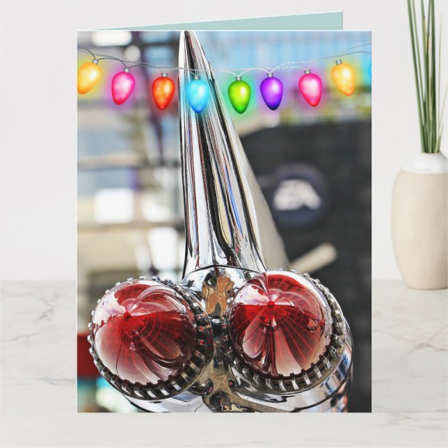 TARJETAS DE NAVIDAD DE COCHE CLÁSICO CON ALETA CAD (Anverso)