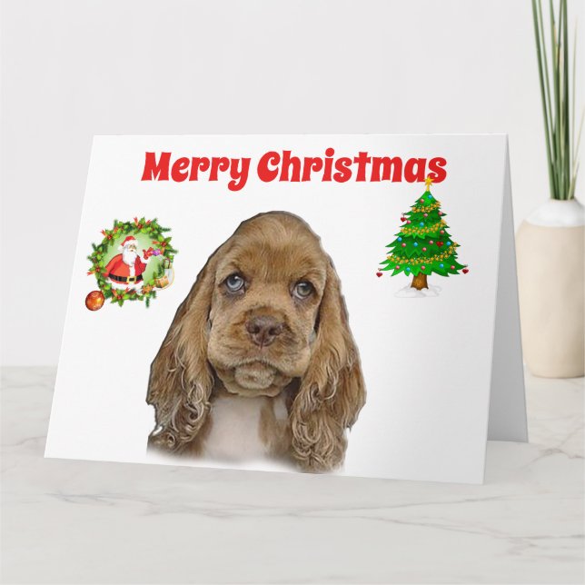 Tarjetas de Navidad de Cocker Spaniels (Anverso)