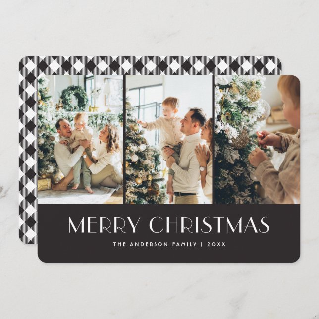 Tarjetas de Navidad de Collage de fotos de plástic (Anverso / Reverso)