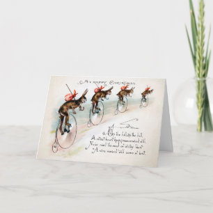 Tarjetas de Navidad de conejitos victorianos en bi