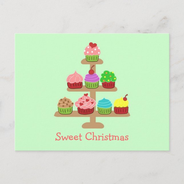 Tarjetas de Navidad de Cupcakes Dulces (Anverso)