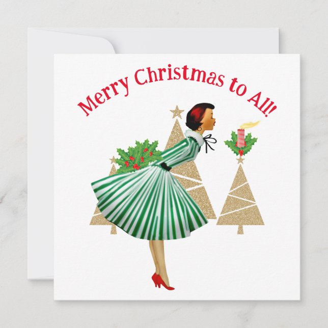 Tarjetas de Navidad de Dama Vintage 1950 (Anverso)