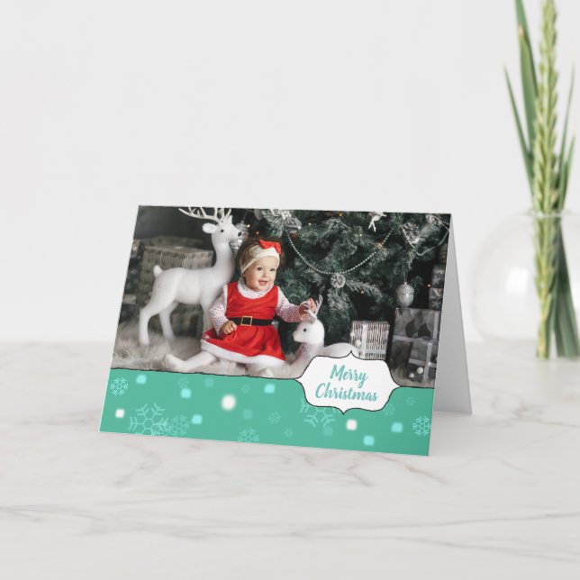 Tarjetas de Navidad de fotos digitales de Snowy Gr (Anverso)
