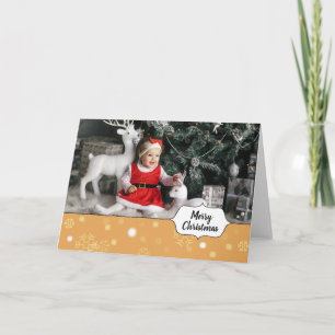 Tarjetas de Navidad de fotos digitales Gold Snowy