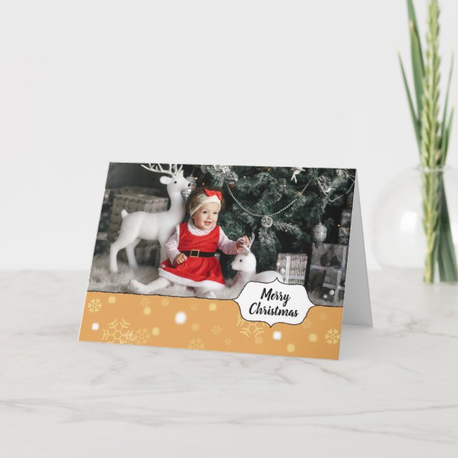 Tarjetas de Navidad de fotos digitales Gold Snowy  (Anverso)
