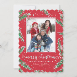 Tarjetas de Navidad de fotos rojas y verdes | Purp