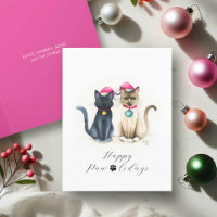 Tarjetas de Navidad de Gato Adorables con Acuarela