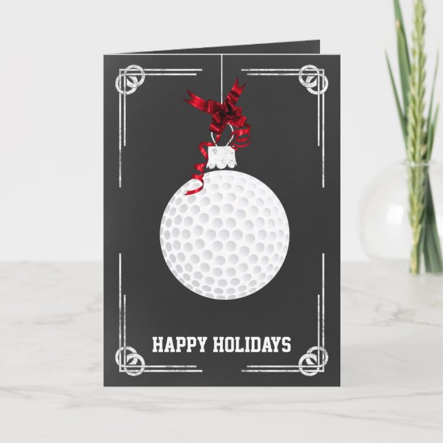 Tarjetas de Navidad de golfista en pizarra (Anverso)