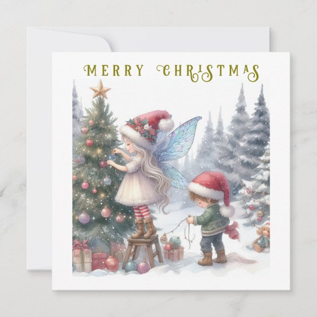 Tarjetas de Navidad de hadas Navideñas Lindas (Anverso)