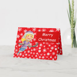 Tarjetas de Navidad de Hockey - Niña jugadora en l