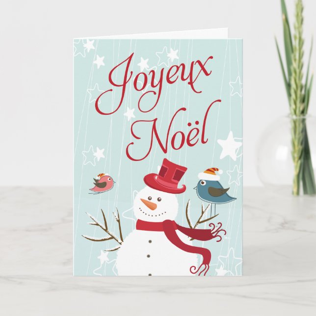 Tarjetas de Navidad de Joyeux Noël del muñeco de (Anverso)