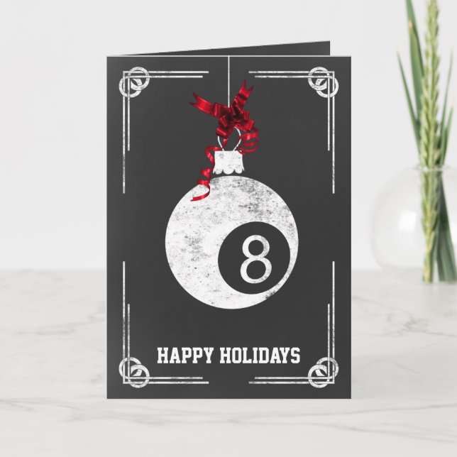tarjetas de Navidad de jugador de billar de pizarr (Anverso)