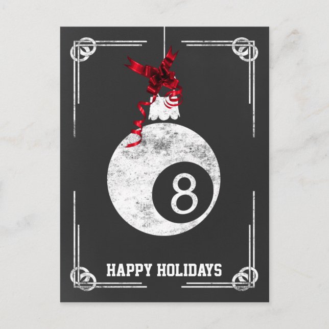 tarjetas de Navidad de jugador de billar de pizarr (Anverso)