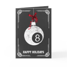Tarjetas de Navidad de jugador de billar en pizarr