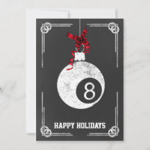 Tarjetas de Navidad de jugador de billar en pizarr