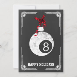 Tarjetas de Navidad de jugador de billar en pizarr