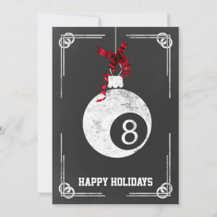 Tarjetas de Navidad de jugador de billar en pizarr