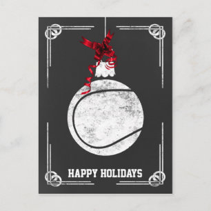Tarjetas de Navidad de jugador de tenis en pizarra