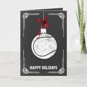 Tarjetas de Navidad de jugador de tenis en pizarra