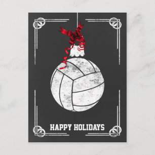 Tarjetas de Navidad de jugador de voleibol de piza
