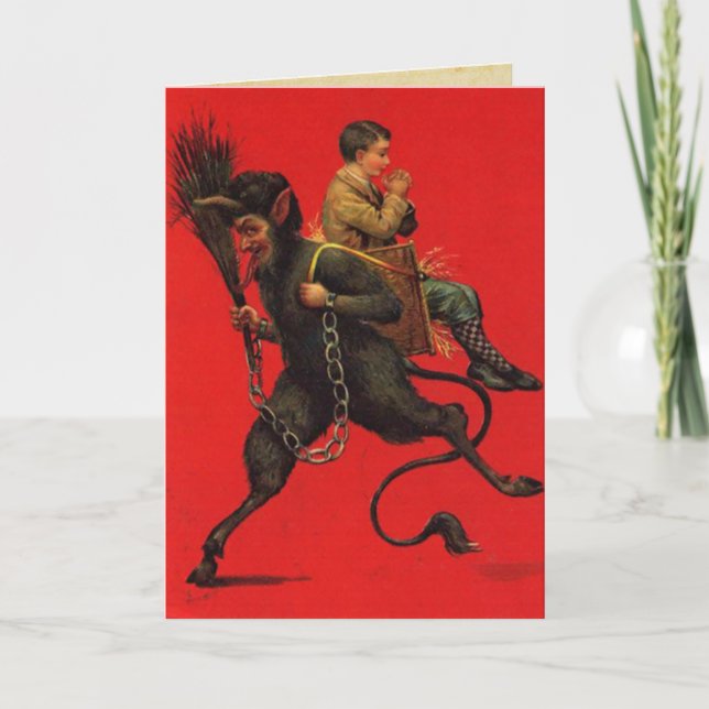 Tarjetas de Navidad de Krampus del vintage (Anverso)