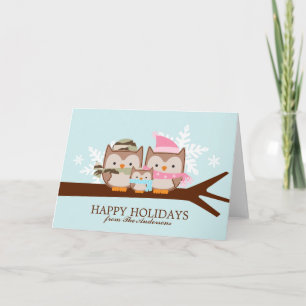 Tarjetas de Navidad de la Familia de Búhos Militar