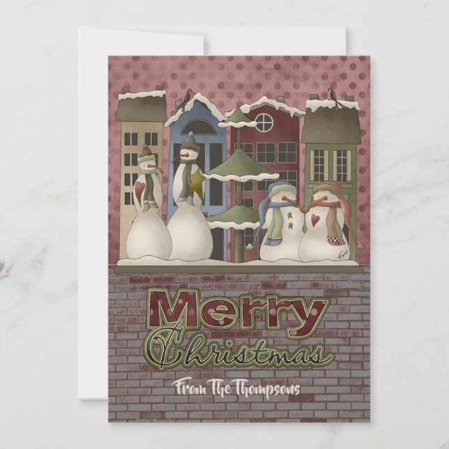 Tarjetas de Navidad de la familia Snowman (Anverso)