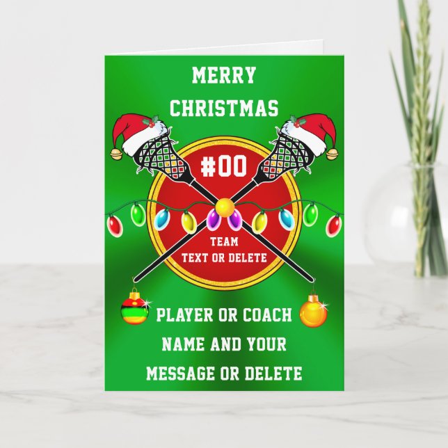 Tarjetas de Navidad de Lacrosse para Jugadores o E (Anverso)