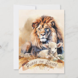 Tarjetas de Navidad de león y cordero