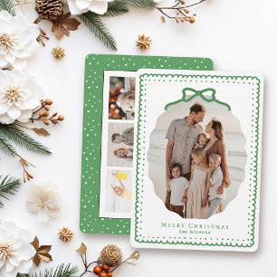 Tarjetas de Navidad de Marcos y Lazo Verde para 4 