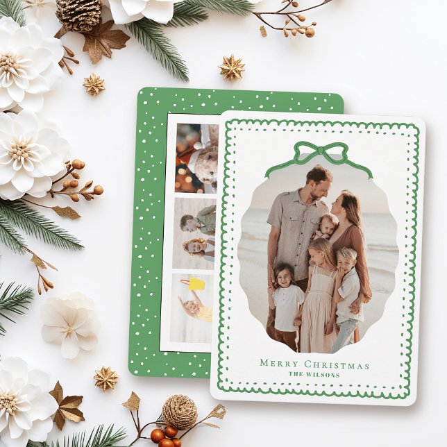 Tarjetas de Navidad de Marcos y Lazo Verde para 4  (Subido por el creador)