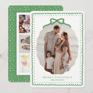 Tarjetas de Navidad de Marcos y Lazo Verde para 4