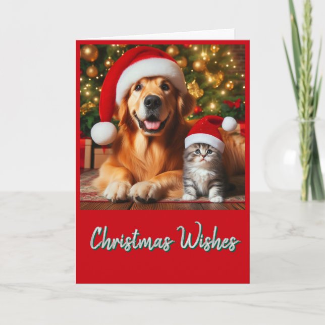 Tarjetas de Navidad de Mascotas Lindas (Anverso)