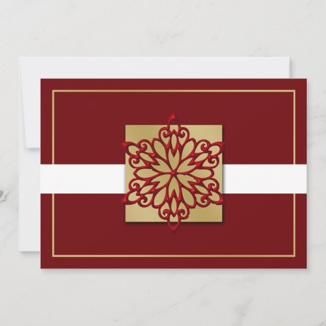 Tarjetas de Navidad de oro rojo  Saludos de vacaci (Anverso)