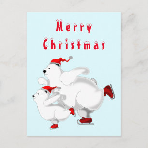 Tarjetas de Navidad de Osos Patinando