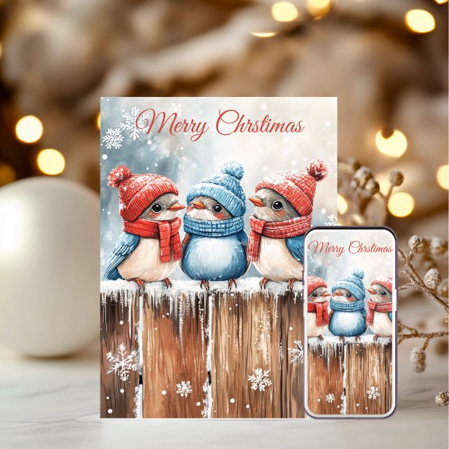 Tarjetas de Navidad de Pájaros de Invierno Lindos (Subido por el creador)