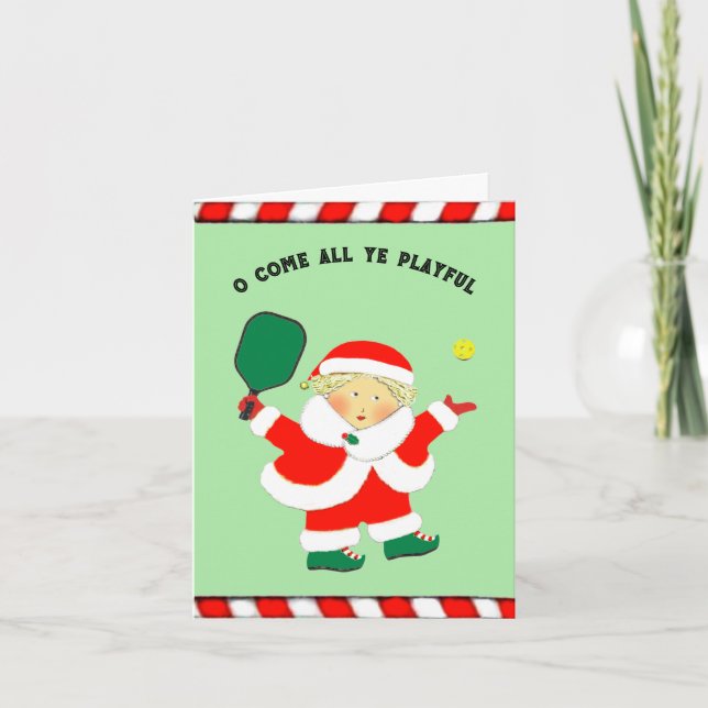 Tarjetas de Navidad de Pickleball (Anverso)