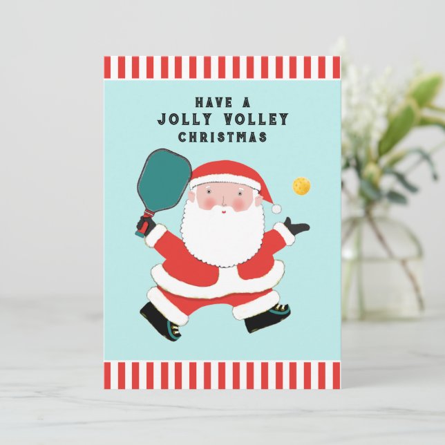 Tarjetas de Navidad de Pickleball Lindas (Anverso de pie)