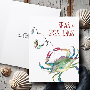 Tarjetas de Navidad de Playa Lindas Cangrejo Acuar
