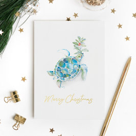 Tarjetas de Navidad de Playa Únicas Tortuga Marina