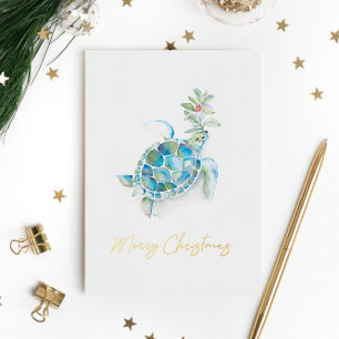 Tarjetas de Navidad de Playa Únicas Tortuga Marina