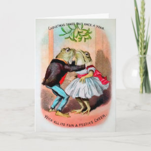 Tarjetas de Navidad de Ranas bajo Muérdago Victori
