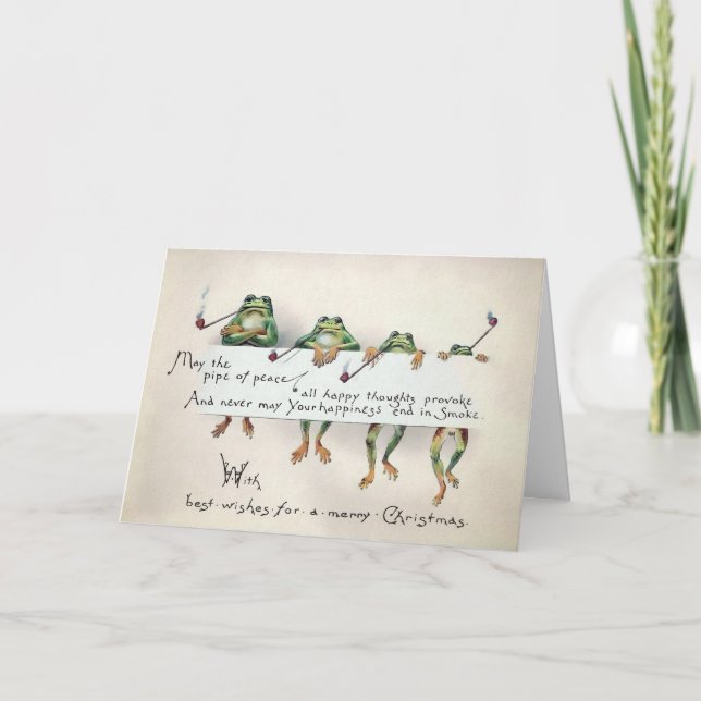 Tarjetas de Navidad de Ranas Victorianas con Tuber (Anverso)