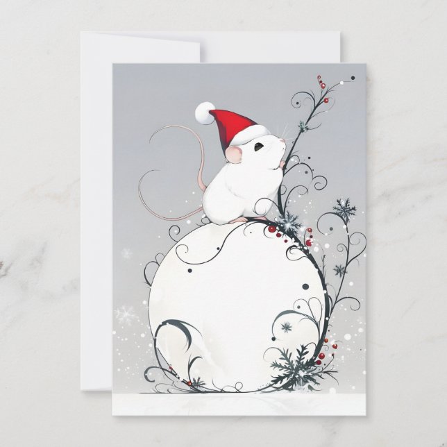 Tarjetas de Navidad de Ratón Lindas Únicas (Anverso)
