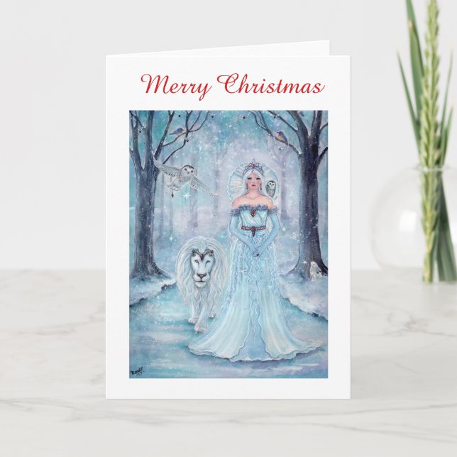 Tarjetas de navidad de reina y león de invierno de (Anverso)