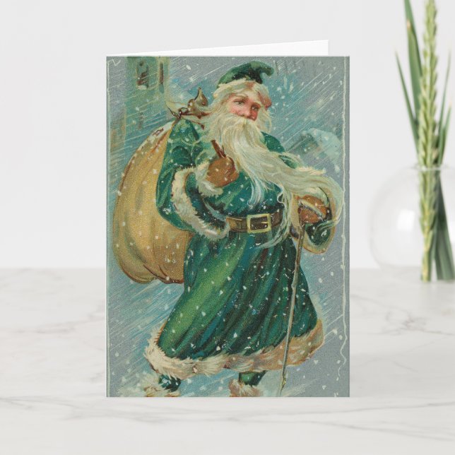 Tarjetas de Navidad de Santa Claus Retro (Anverso)