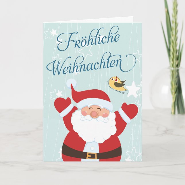 Tarjetas de Navidad de Santa Fröhliche Weihnachten (Anverso)